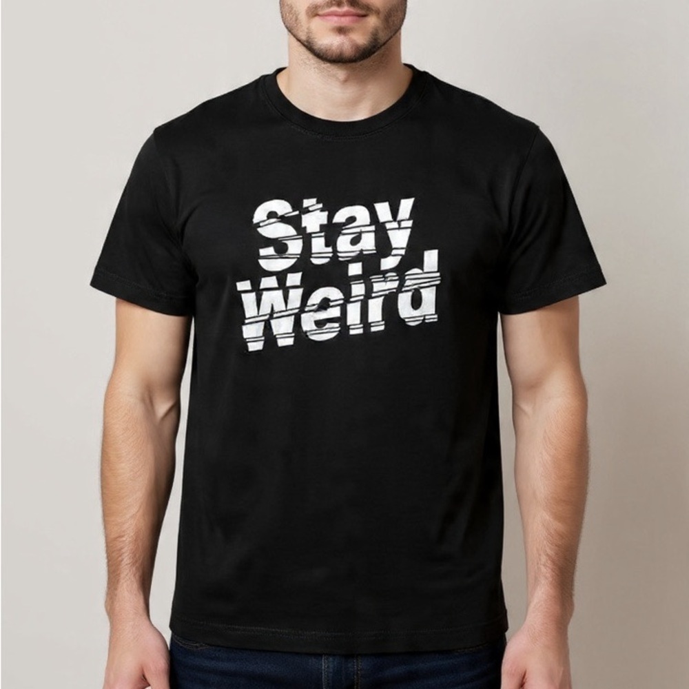 NWT Stay Weird Graphic T-Shirt – Slim Fit Short Sleeve Crewneck – Black